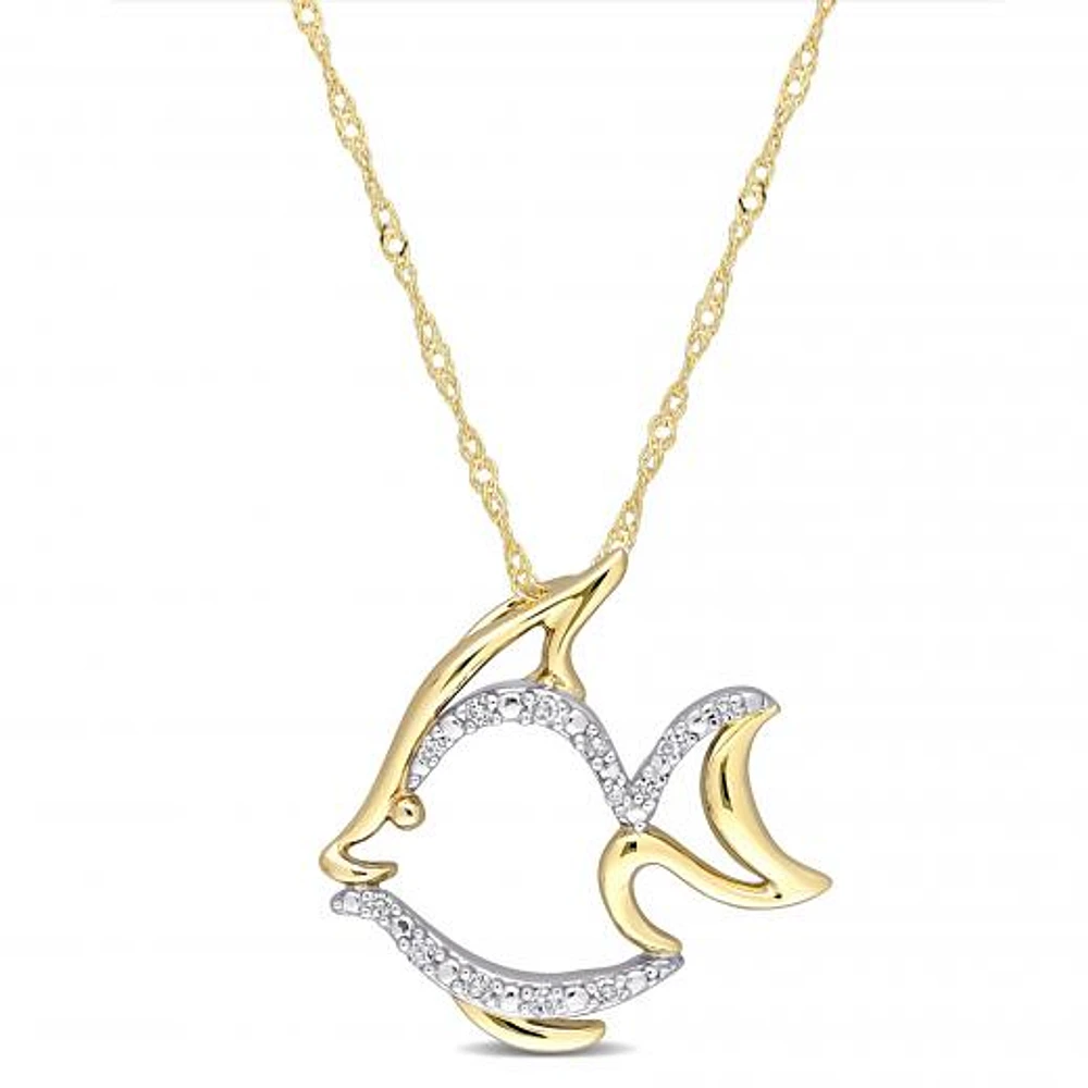 Julianna B 10K Yellow Gold Diamond Fish Pendant