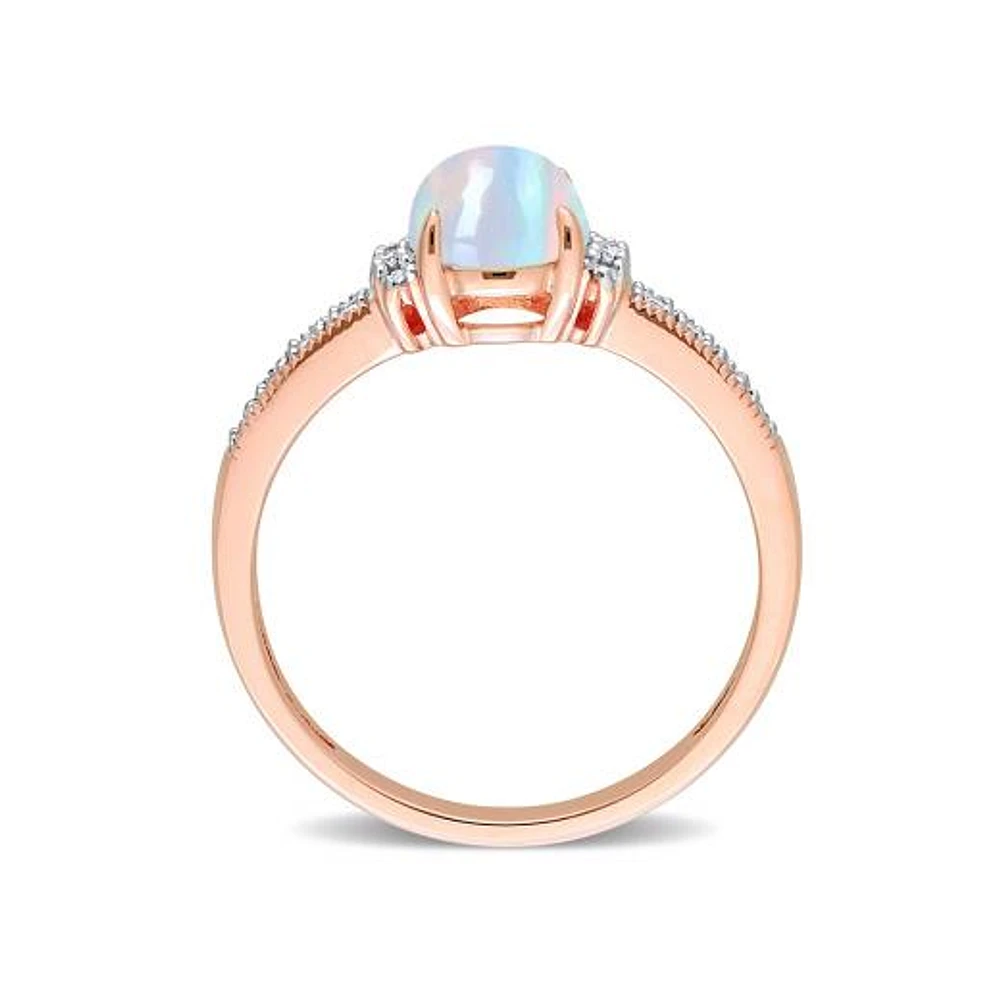 Julianna B 10K Rose Gold 0.07 CTW Diamond & Blue Ethiopian Opal Ring