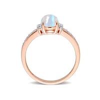 Julianna B 10K Rose Gold 0.07 CTW Diamond & Blue Ethiopian Opal Ring