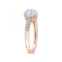 Julianna B 10K Rose Gold 0.07 CTW Diamond & Blue Ethiopian Opal Ring