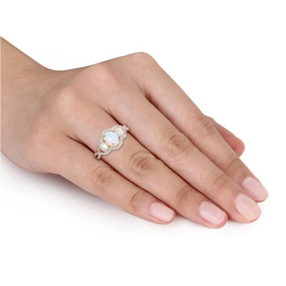 Julianna B 10K Yellow Gold 0.31CTW Diamond & Blue Ethiopian Opal Ring