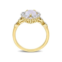 Julianna B 10K Yellow Gold 0.02CT Diamond, Opal & Created White Sapphire Ring