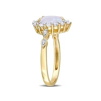Julianna B 10K Yellow Gold 0.02CT Diamond, Opal & Created White Sapphire Ring