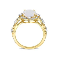 Julianna B 10K Yellow Gold 0.06CTW Diamond, Opal & White Sapphire Ring
