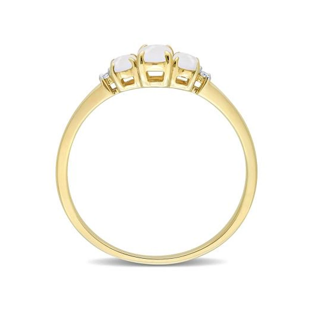 Julianna B 10K Yellow Gold 0.02CTW Diamond & Opal 3 Stone Ring