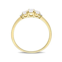 Julianna B 10K Yellow Gold 0.02CTW Diamond & Opal 3 Stone Ring