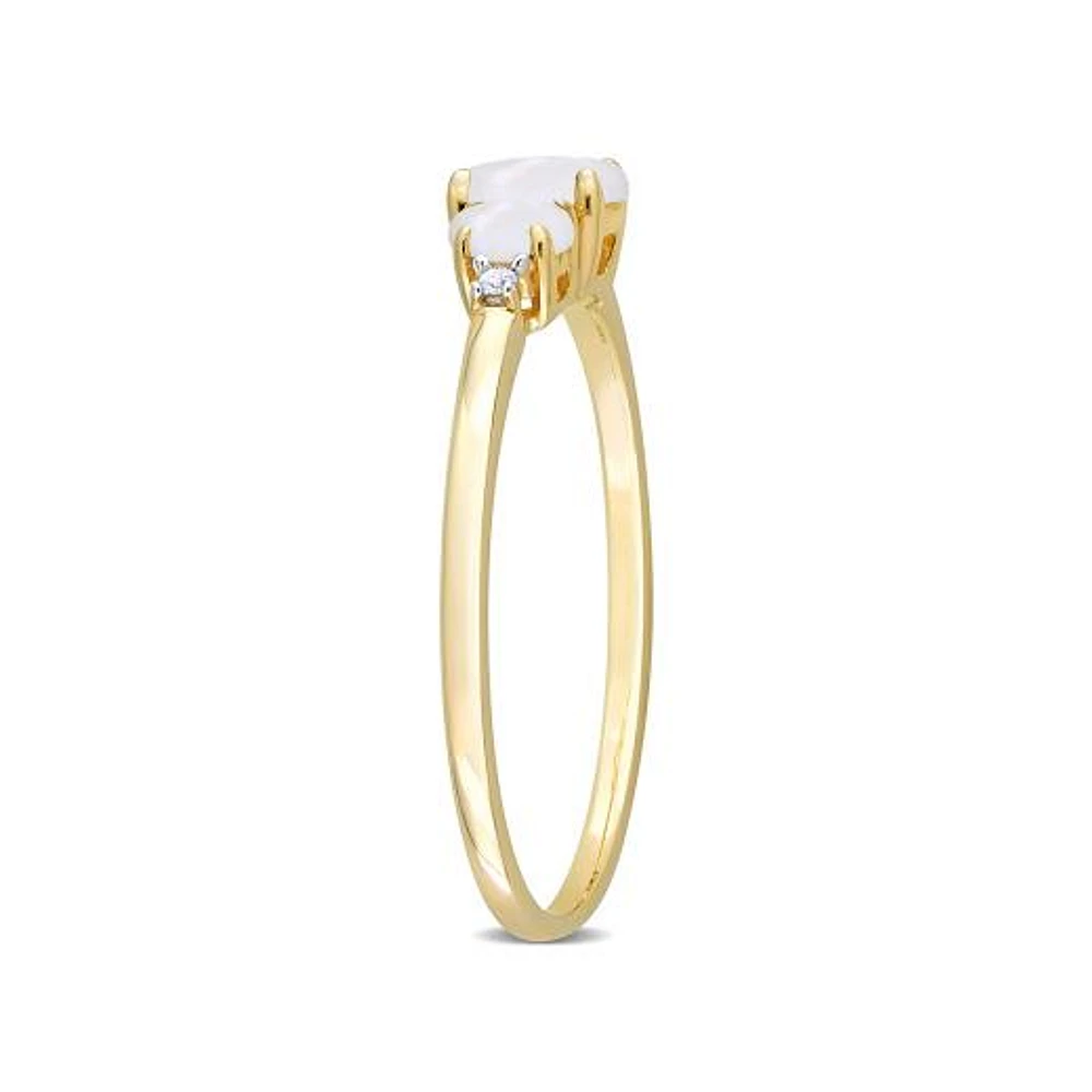 Julianna B 10K Yellow Gold 0.02CTW Diamond & Opal 3 Stone Ring