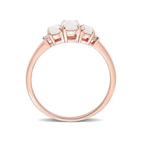 Julianna B 10K Rose Gold 0.02CTW Diamond & Opal 3 Stone Ring