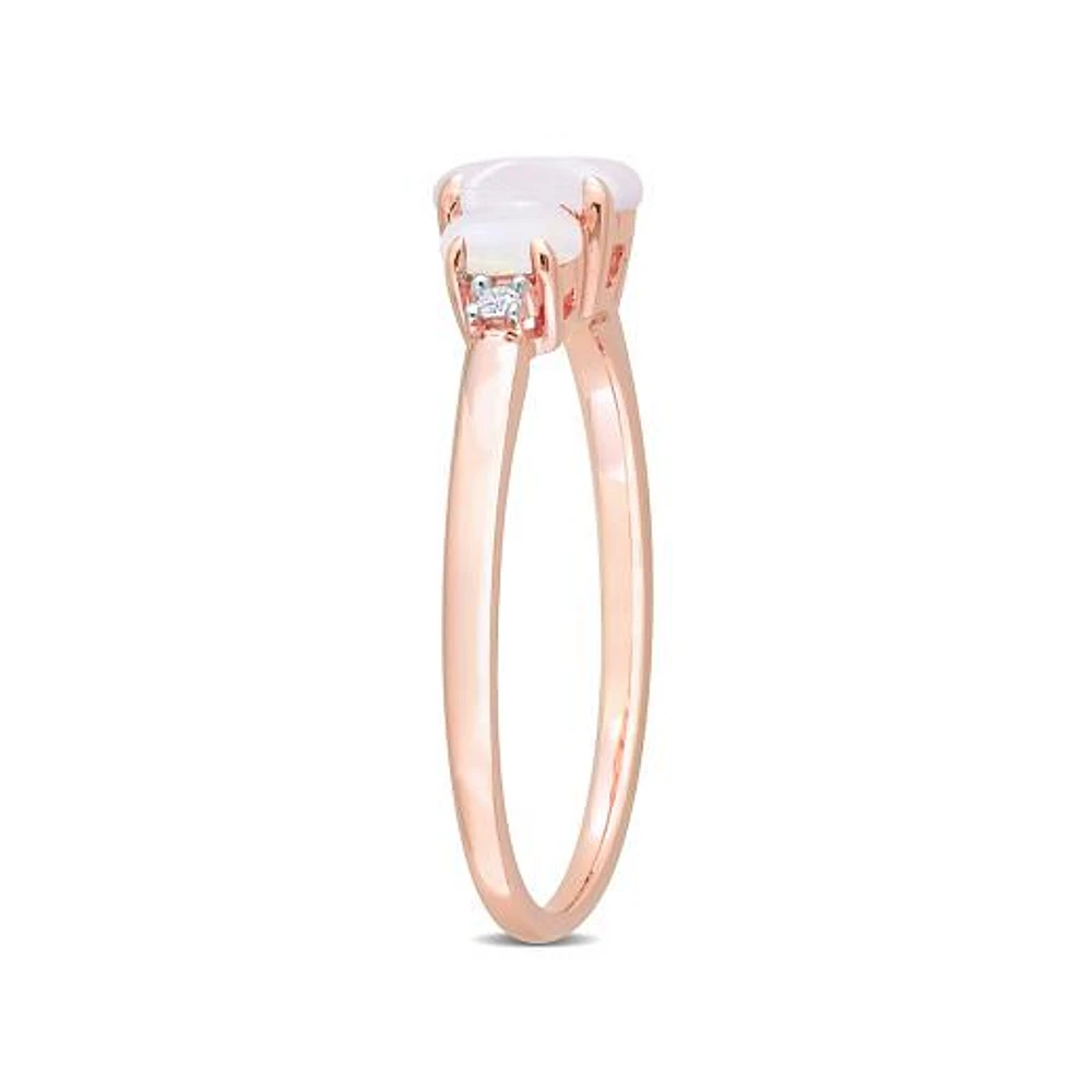 Julianna B 10K Rose Gold 0.02CTW Diamond & Opal 3 Stone Ring