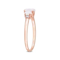 Julianna B 10K Rose Gold 0.02CTW Diamond & Opal 3 Stone Ring