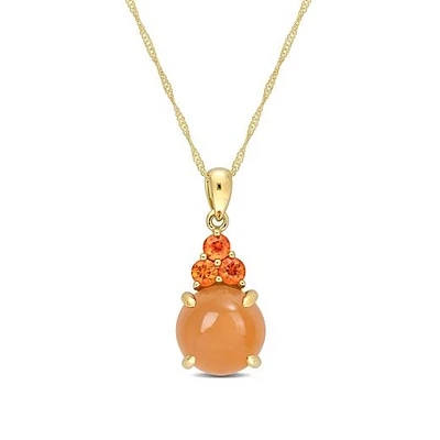 Julianna B 14K Yellow Gold Orange Moonstone & Orange Sapphire Necklace