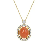 Julianna B 14K Yellow Gold 0.02 CTW Diamond & Orange Moonstone Necklace