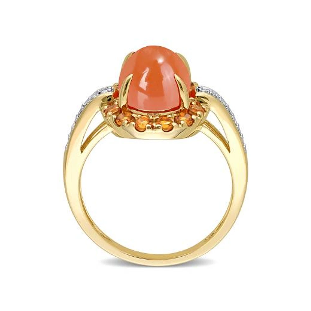 Julianna B 14K Yellow Gold Diamond, Orange Moonstone & Madeira Citrine Ring