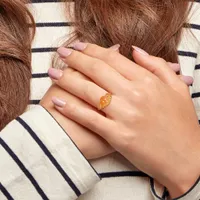 Julianna B 14K Yellow Gold Orange Moonstone & Sapphire Ring