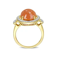 Julianna B 14K Yellow Gold 0.04 CTW Diamond & Orange Moonstone Ring