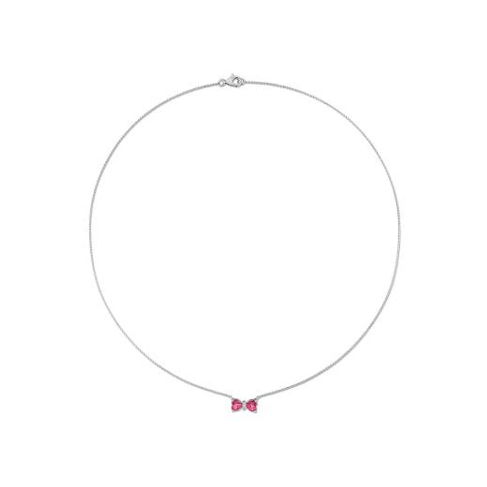 Julianna B 10K White Gold 0.015 CTW Diamond & Pink Topaz Necklace