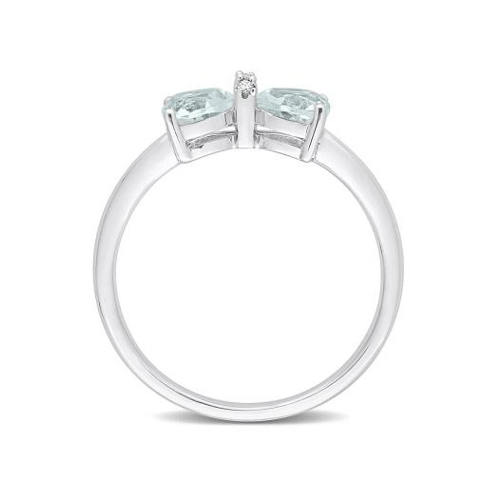 Julianna B 10K White Gold 0.015 CTW Diamond & Aquamarine Ring