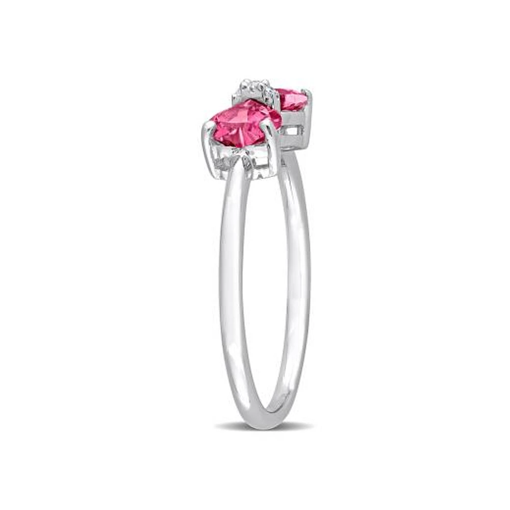 Julianna B 10K White Gold 0.015 CTW Diamond & Pink Topaz Ring