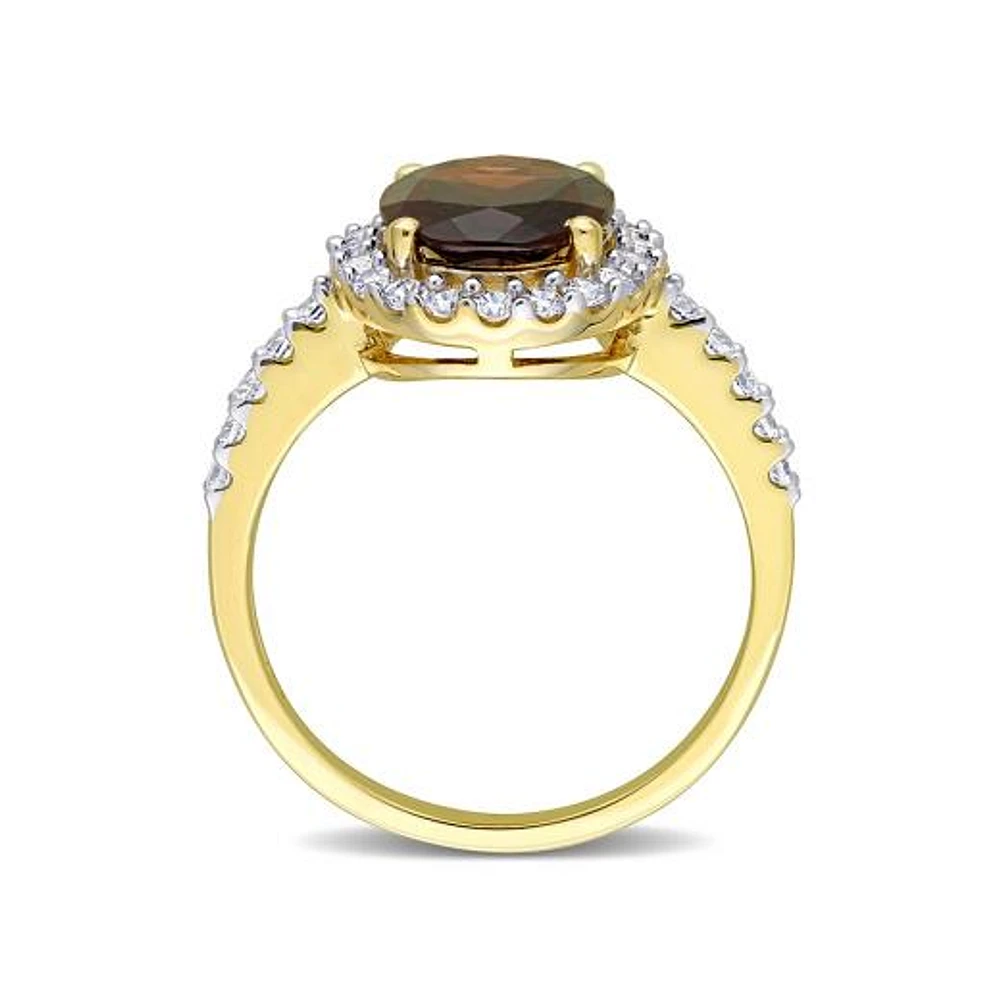 Julianna B 10K Yellow Gold Garnet & Lab Grown White Sapphire Ring