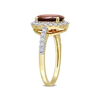 Julianna B 10K Yellow Gold Garnet & Lab Grown White Sapphire Ring