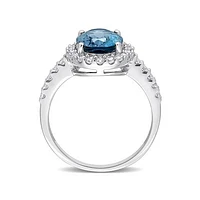 Julianna B 10K White Gold Blue Topaz & Lab Grown Sapphire Ring
