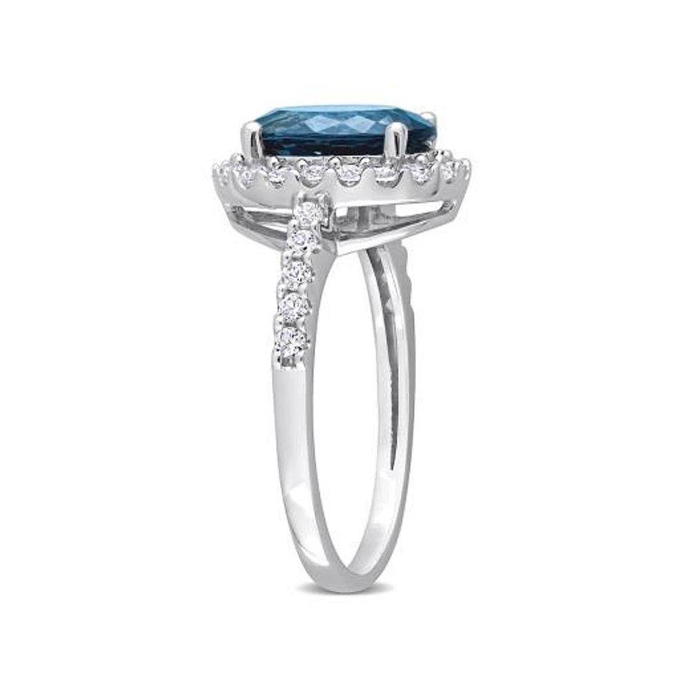 Julianna B 10K White Gold Blue Topaz & Lab Grown Sapphire Ring