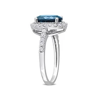 Julianna B 10K White Gold Blue Topaz & Lab Grown Sapphire Ring