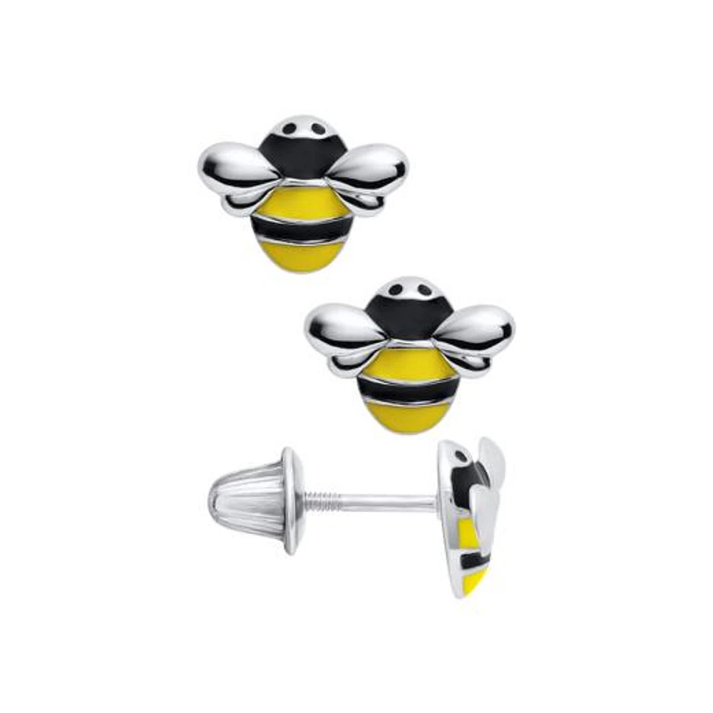 Children's Sterling Silver Enamel Bee Earrings