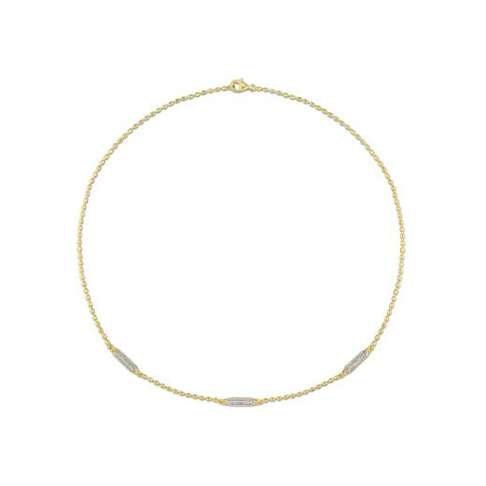 Julianna B Yellow Plated Sterling Silver Lab Grown White Sapphire Necklace