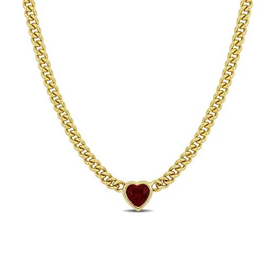 Julianna B Yellow Plated Sterling Silver Lab Grown Ruby Necklace