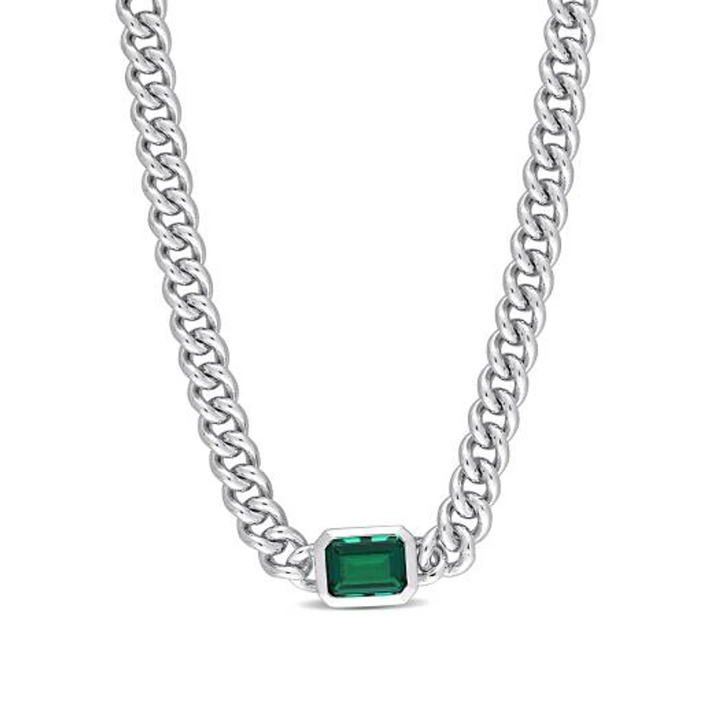 Julianna B Sterling Silver Lab Grown Emerald Necklace