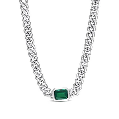 Julianna B Sterling Silver Lab Grown Emerald Necklace