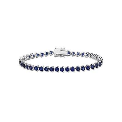 Julianna B Sterling Silver Lab Grown Blue Sapphire Tennis Bracelet