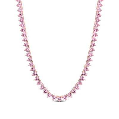 Julianna B Rose Plated Sterling Silver Lab Grown Pink Sapphire Necklace