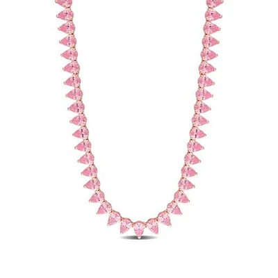 Julianna B Created Pink Sapphire Rose Plated Sterling Silver 18" Tennis Necklace