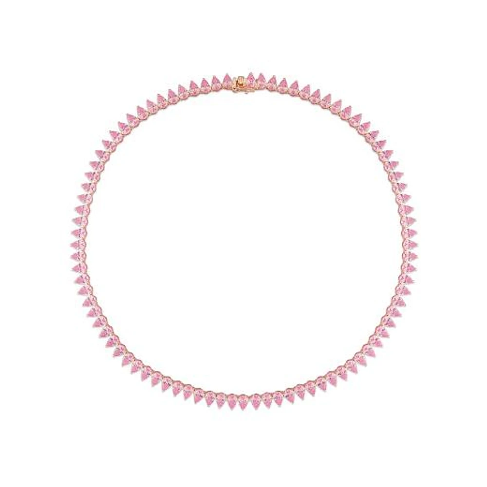 Julianna B Created Pink Sapphire Rose Plated Sterling Silver 18" Tennis Necklace