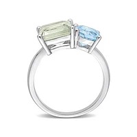 Julianna B Sterling Silver Green Quartz & Blue Topaz Ring