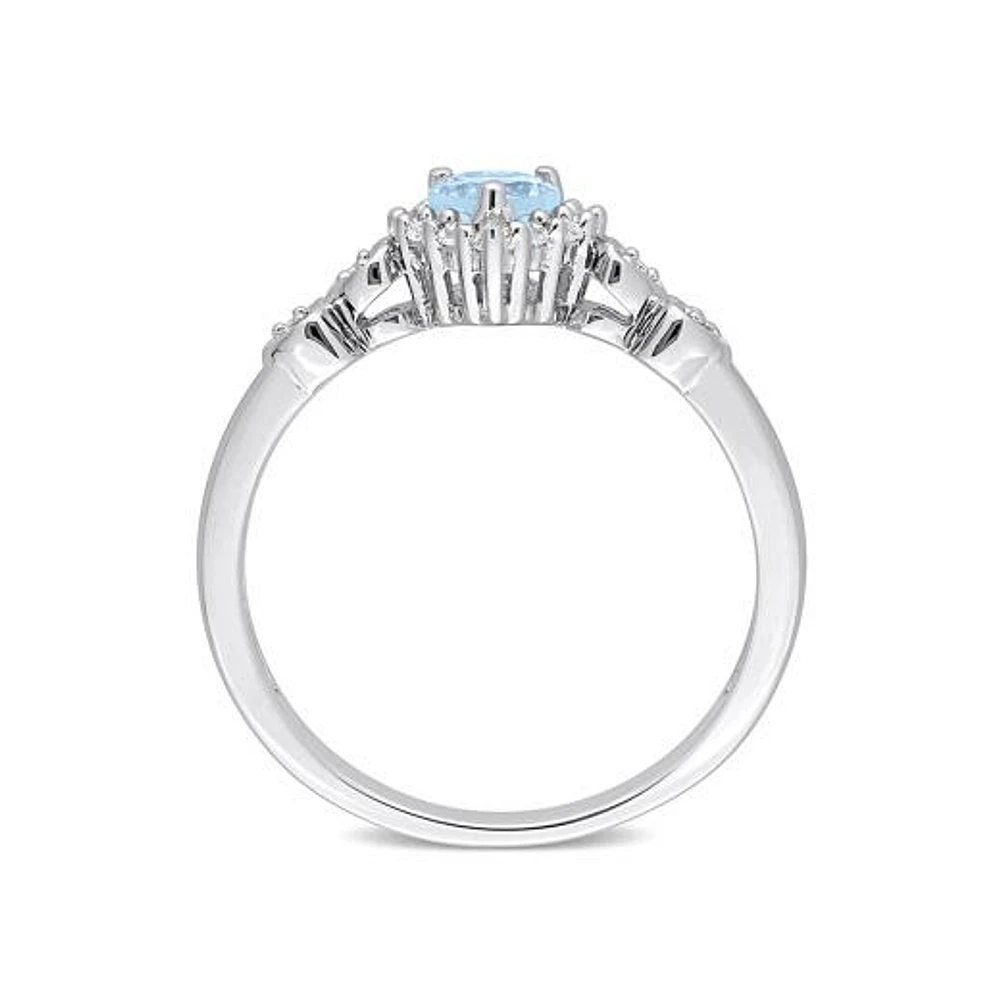 Julianna B Sterling Silver Diamond, Blue Topaz & Created White Sapphire Ring
