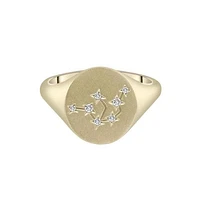 Zodiac 10K Yellow Gold Diamond Aquarius Signet Ring