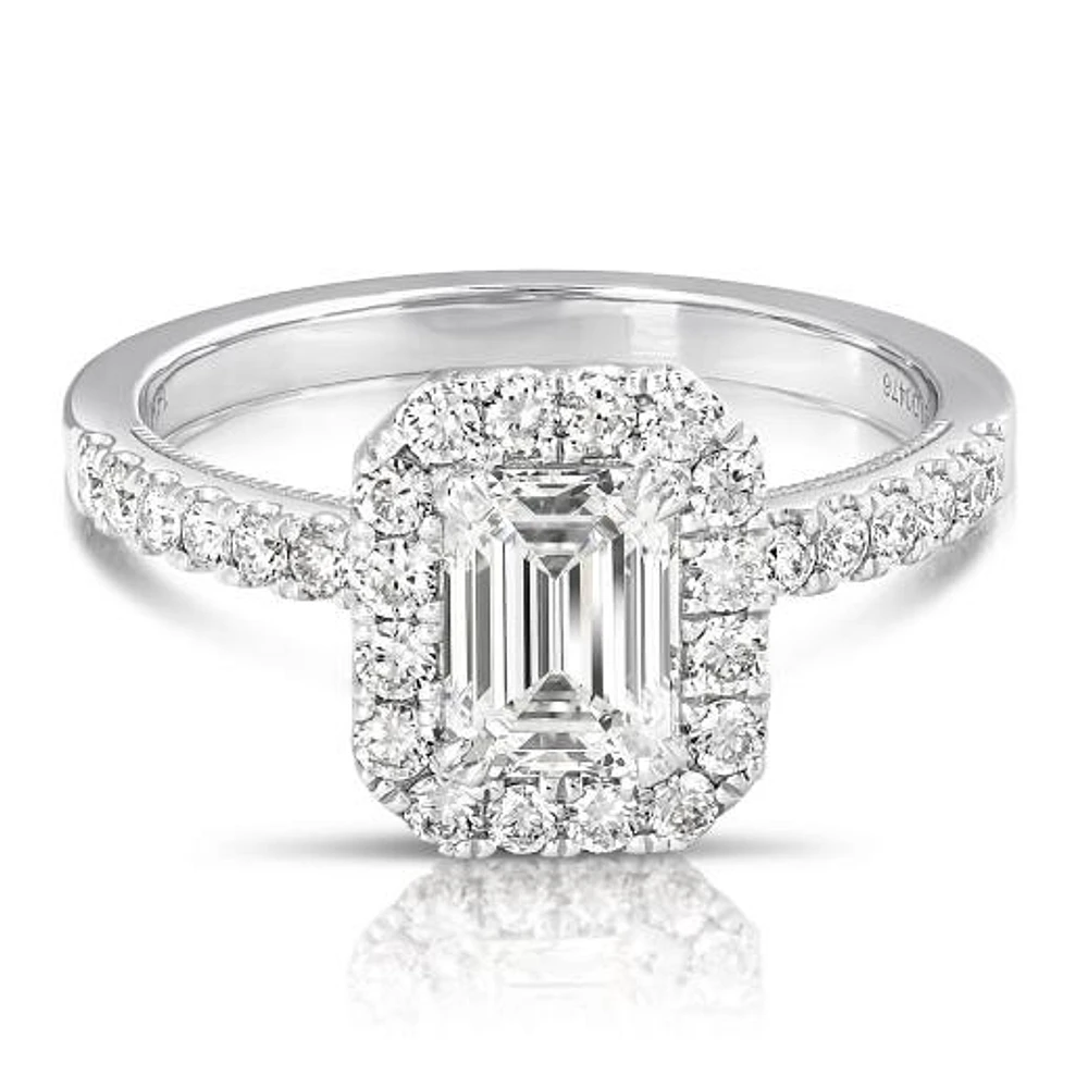 New Brilliance Lab Grown 1.60CTW Emerald Cut Diamond Ring in 14K White Gold