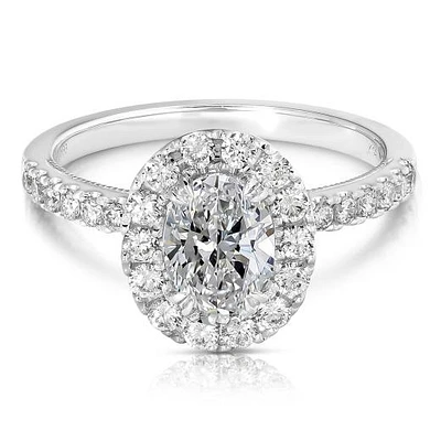 New Brilliance Lab Grown 1.52CTW Oval Cut Diamond Ring in 14K White Gold
