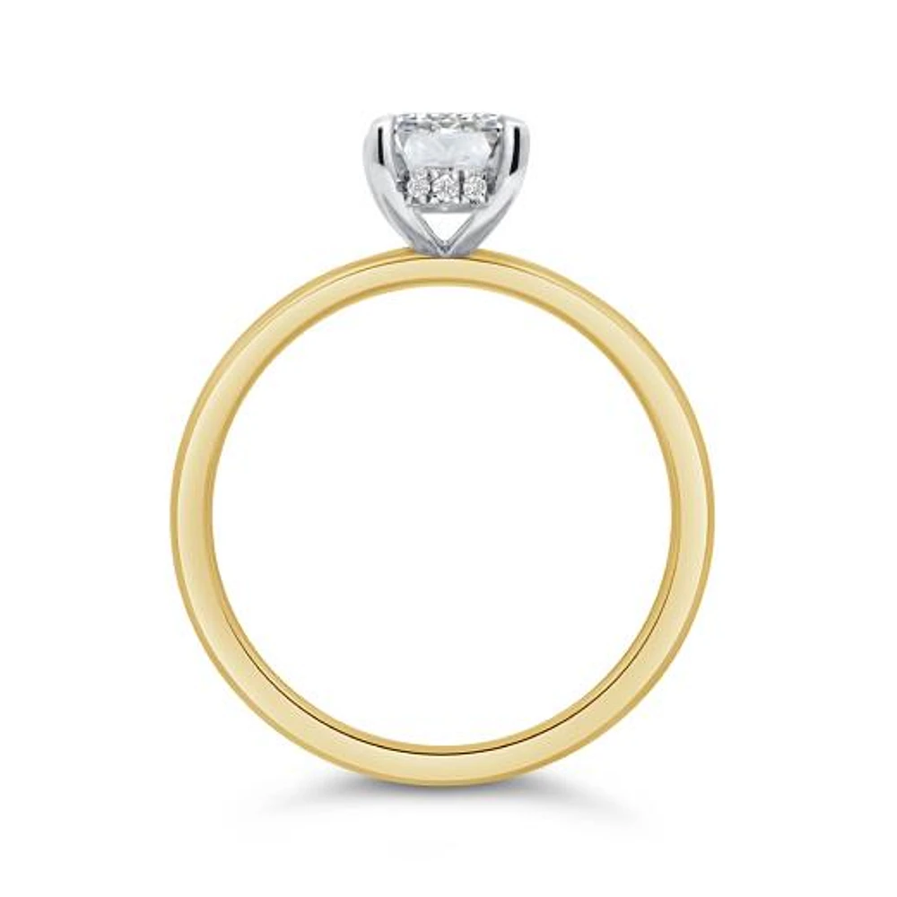 New Brilliance Lab Grown 1.57CTW Emerald Cut Diamond Ring in 14K Yellow Gold