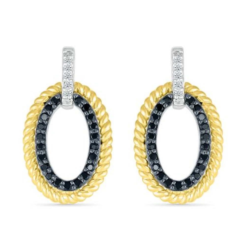 Sterling Silver 0.23CTW Black Diamond Dangle Earrings