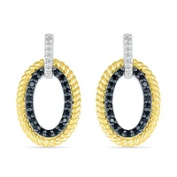 Sterling Silver 0.23CTW Black Diamond Dangle Earrings