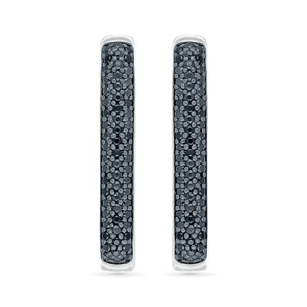 Sterling Silver 0.45CTW Black Diamond Hoop Earrings