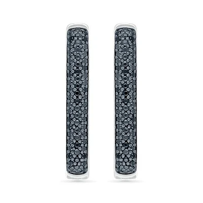 Sterling Silver 0.45CTW Black Diamond Hoop Earrings