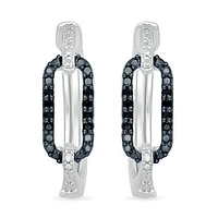 Sterling Silver Black Diamond Link Hoops