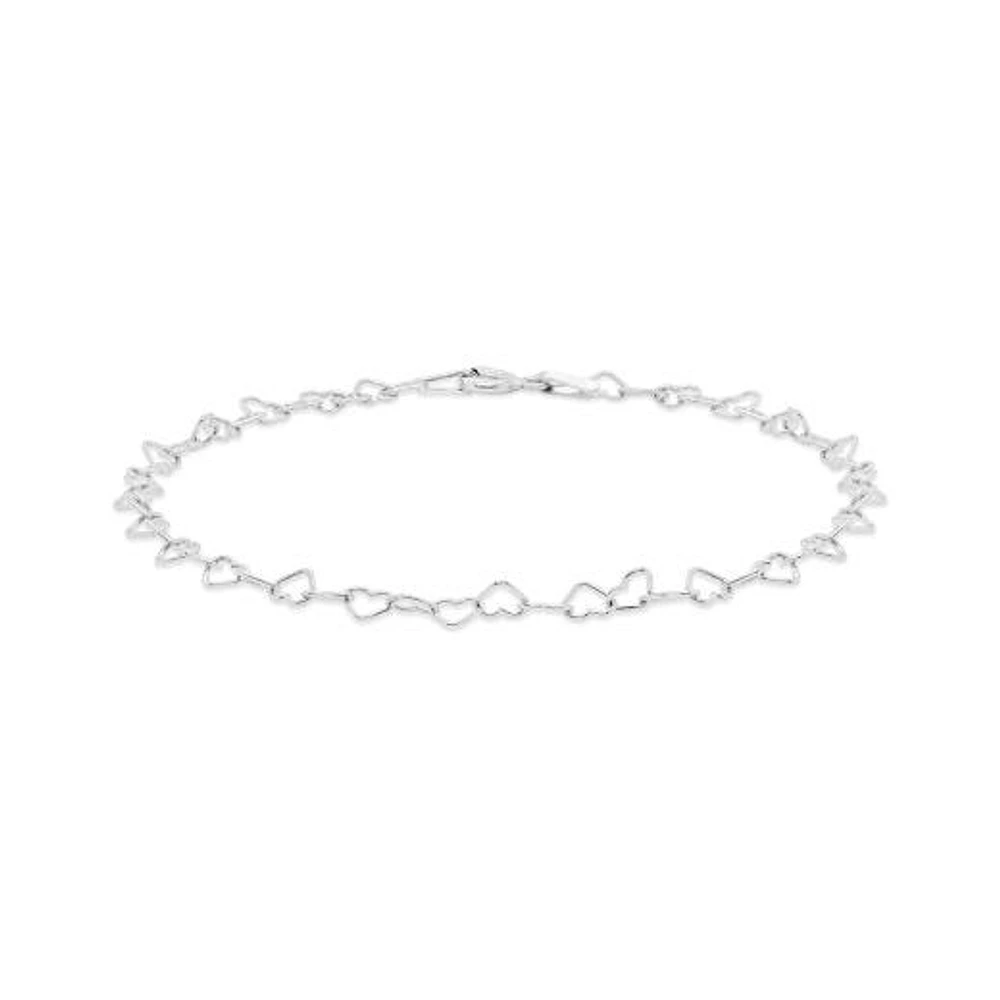 Sterling Silver 7" - 8" Adjustable Heart Link Bracelet