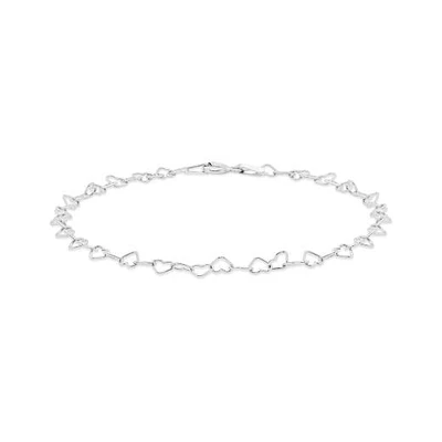 Sterling Silver 7" - 8" Adjustable Heart Link Bracelet