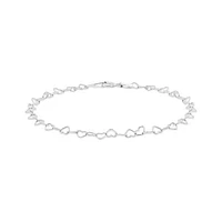 Sterling Silver 7" - 8" Adjustable Heart Link Bracelet